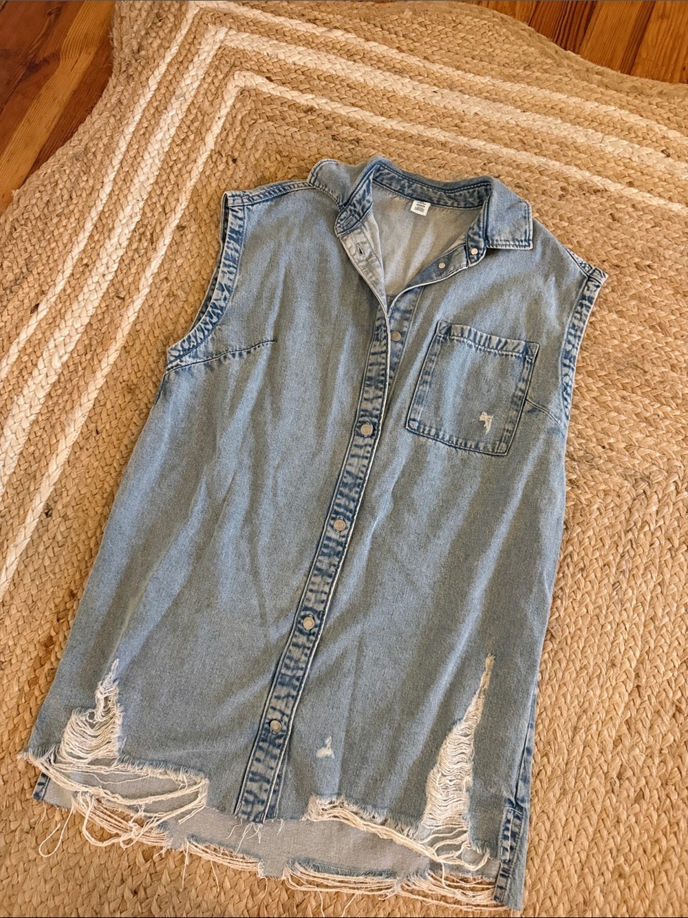 H&M Light Blue Distressed Denim mini dress